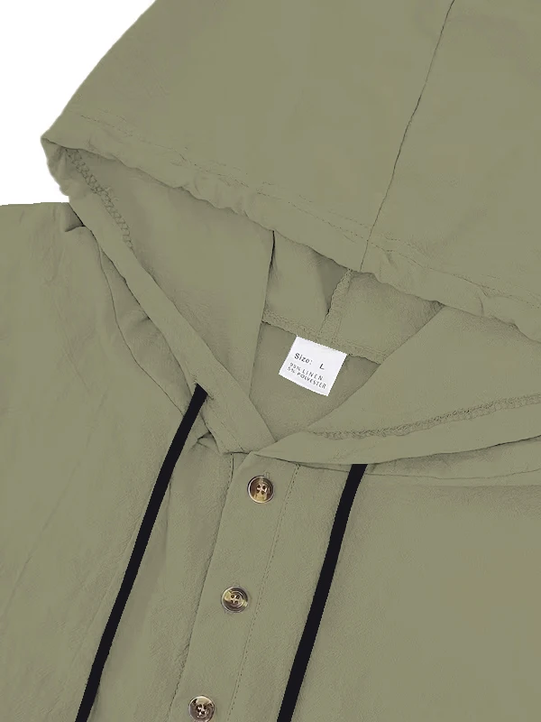 Herren Baumwoll-Leinen Kapuzen-Henley-Shirt Pullover Atmungsaktiv Bequem Neuer Stil Vielseitige Freizeitkleidung – Detail 22