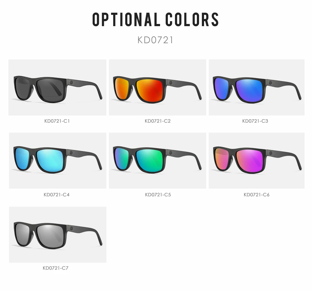 Kdeam polarisierte Sonnenbrille Männer Sport drei dimensionale Marke Logo tr90 quadratische Sonnenbrille ganz schwarz mit Reiß verschluss Fall kd0721 – Detail 8