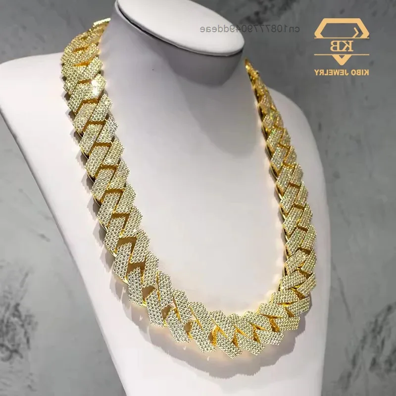 

Fully Iced Out 24mm Cuban Link Chain Prong Setting Necklace Moissanite Custom Cuban Chain