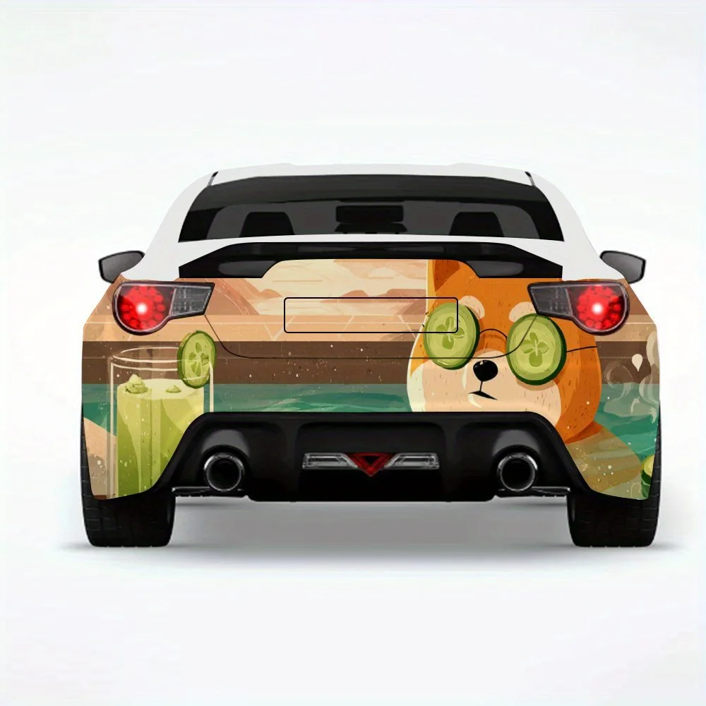 

Shiba Inu Relaxing in Bathtub with Cucumber Car Sticker,Vinyl Decal for Car Rear, Waterproof Self-Adhesive Vinyl Stickers for Ve