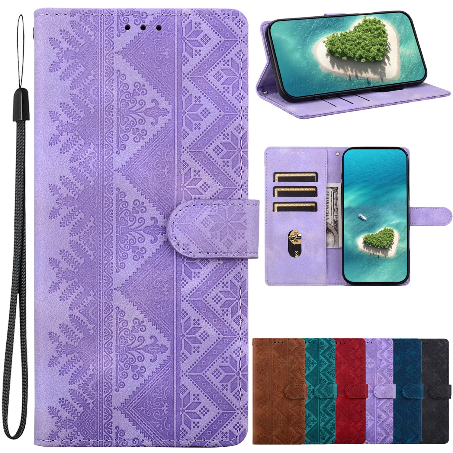 Stand Flip Wallet Case For Samsung Galaxy S8 S9 S10 S20 S21 Plus S21 FE S21 S20 Ultra S10E S7 EDGE S6 Leather Protect Cover