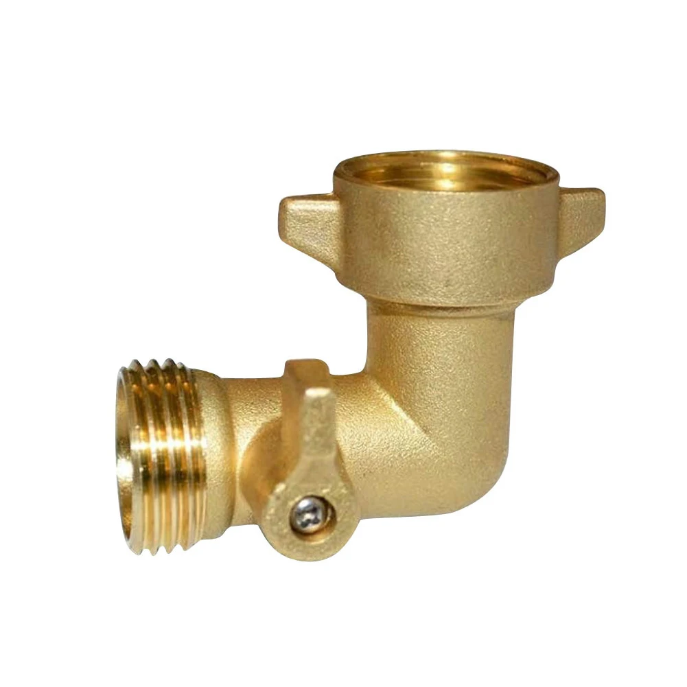 

Shut Off Valve 90 Degree Hose Elbow Irrigation Systems Space-saving Right Angle Weather Resistant Brass For 3 4 Garden Hoses