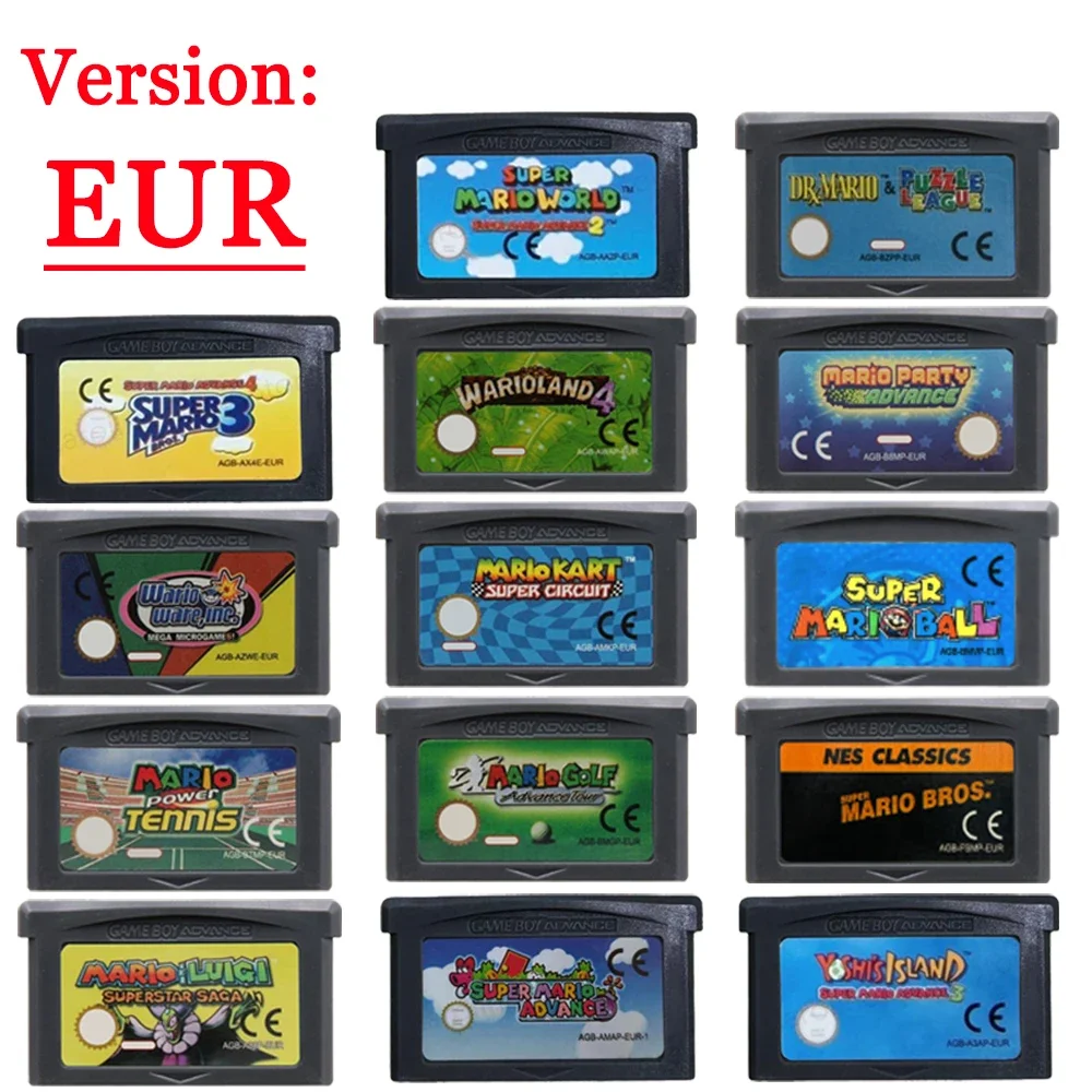 GBA Game Cartridge 32 Bit Video Game Console Card Mario Series Super Mario Advance Super Mario Bros Mario Kart For GBA/SP/DS