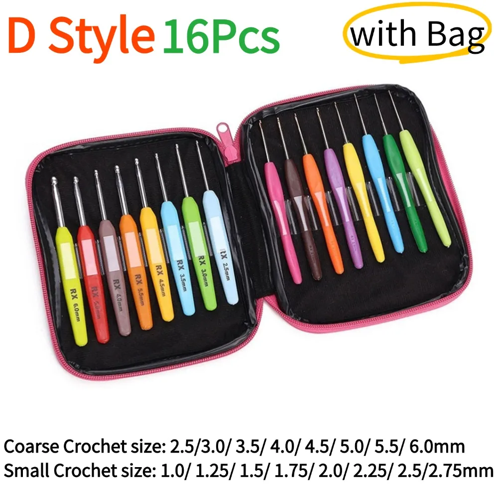 Crochet Hooks Kits Soft Handle Crochet Needles Yarn Weave Knitting Needles Set DIY Weaving Tool