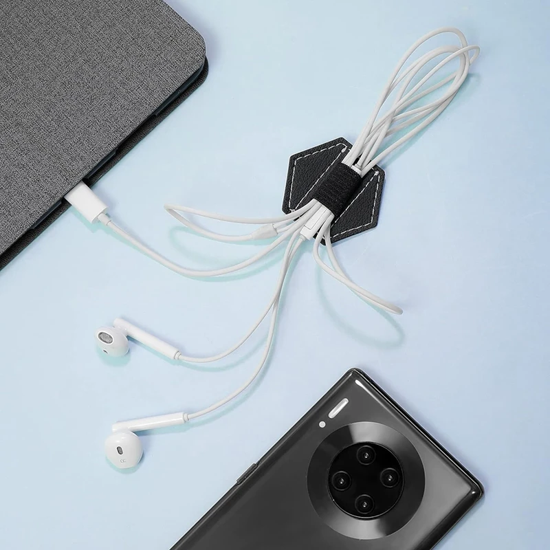 자기 접착식 펜 홀더, PU 가죽, 노트북 육각형 탄성 저널 펜 홀더, 루프 홀더, 약 4.5x4cm, 10 개