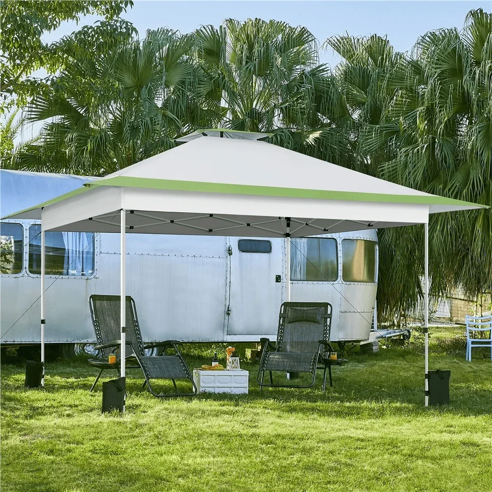 في الهواء الطلق المحمولة المنبثقة المظلة 13x13 قدم ارتفاع قابل للتعديل مقاومة الطقس الصلب المظلة مع المتداول حقيبة التخزين الأحداث #4