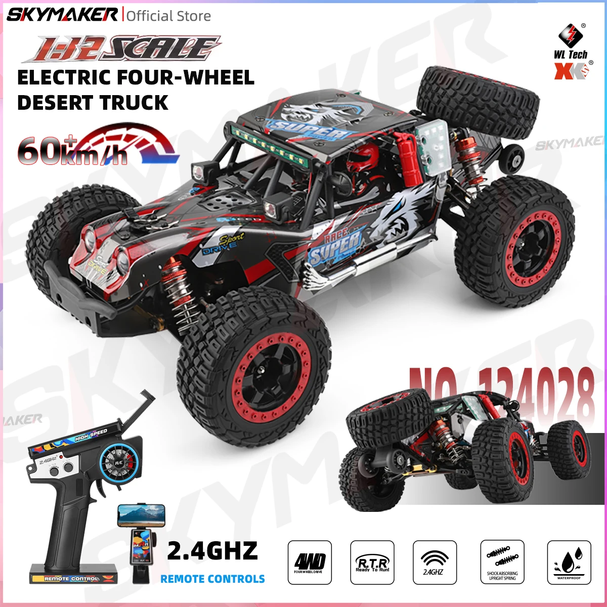 

WLtoys 124028 RC гоночный автомобиль Бесщеточный гусеничный автомобиль 4WD 60 км/ч Высокоскоростной электрический пульт дистанционного управления Модель внедорожника
