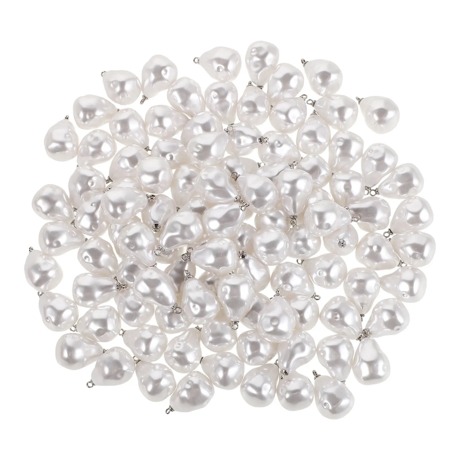 100Pcs Teardrop Pearl Charms White ABS Imitation Baroque Pearl Pendants for Jewelry Making Drop Earrings Necklaces Bracelets