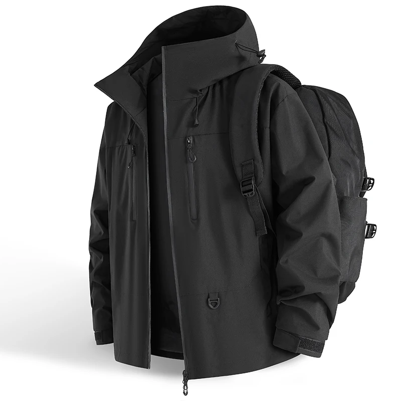 

Men's Hooded Jacket Spring and Autumn Black Windproof and Waterproof Jacket