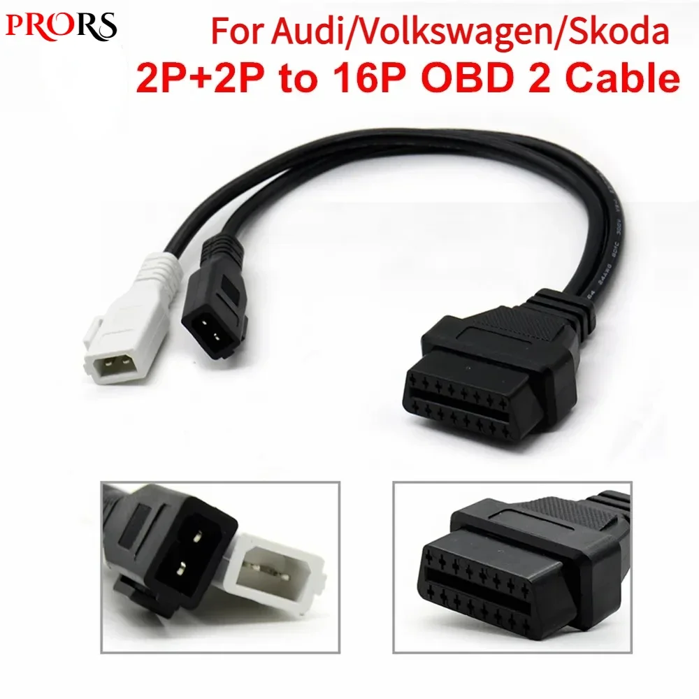 2024 NEW 16Pin OBD2 Cable ForVaG Adapter For ADI 2X2 OBD OBD2 Car Diagnostic Cable Connector for V-w/Skoda 2P+2P to 6Pin Female