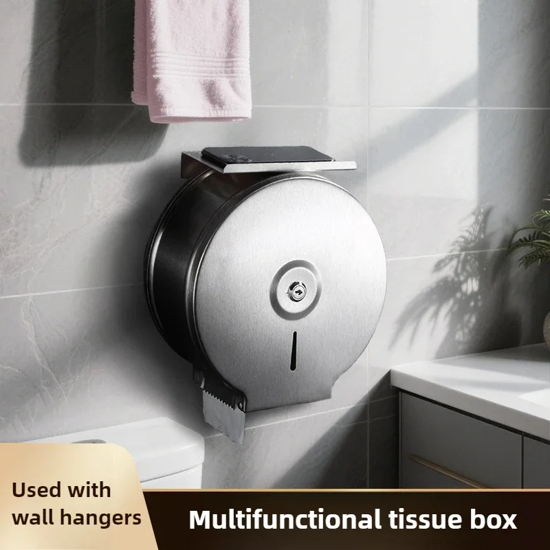 

Прочный большой держатель для рулонной бумаги, водонепроницаемый держатель для мобильного телефона, для отелей, дома, ванной комнаты, без сверления, из нержавеющей стали