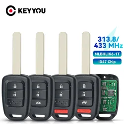 KEYYOU 2/3/4 Buttons Car Key Fob ID47 PCF7961 Chip Remote Key Fob For Honda 2013-2015 CRV 2013-2017 Accord Civic Fit MLBHLIK6-1T