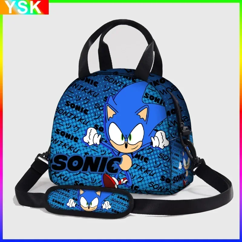 Sonic Lunch Bag Student Fashion Picnic Square Ice Bag Crossbody portatile migliori regali ragazze versatili Anime kawaii Cartoon