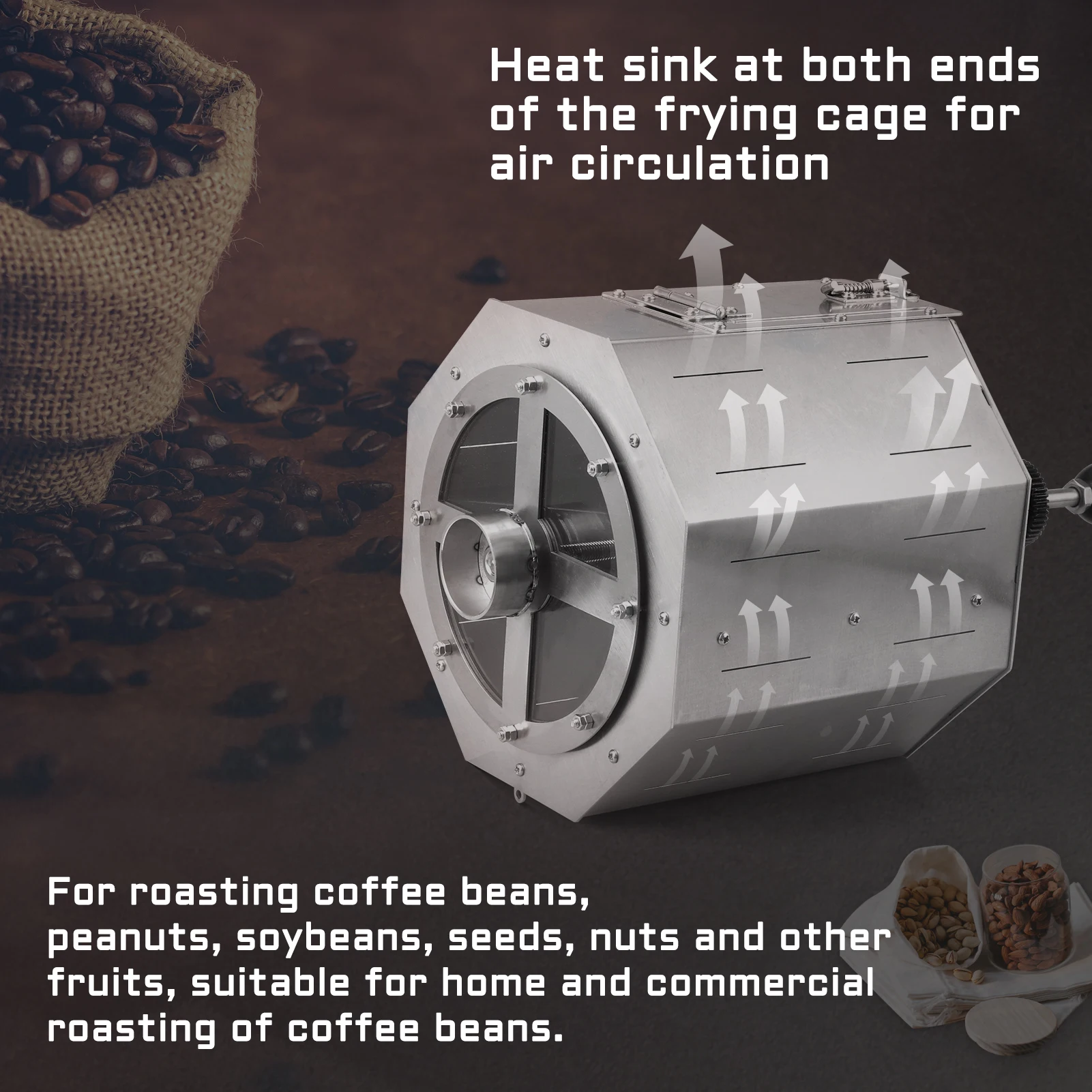 Coffee Beans Roasting Baking hine 8 L Capacity Fuel Direct Fire Nuts Grain Soybean Beans Roaster