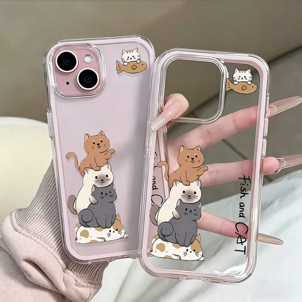 Niedliche, freundliche Katzen-Handyhülle für Samsung Galaxy S26 Ultra S25 S24 Plus s22 s23 Plus FE A57 A54 A55 A16 A35 A36 A37 5G Klare Hülle – Detail 6