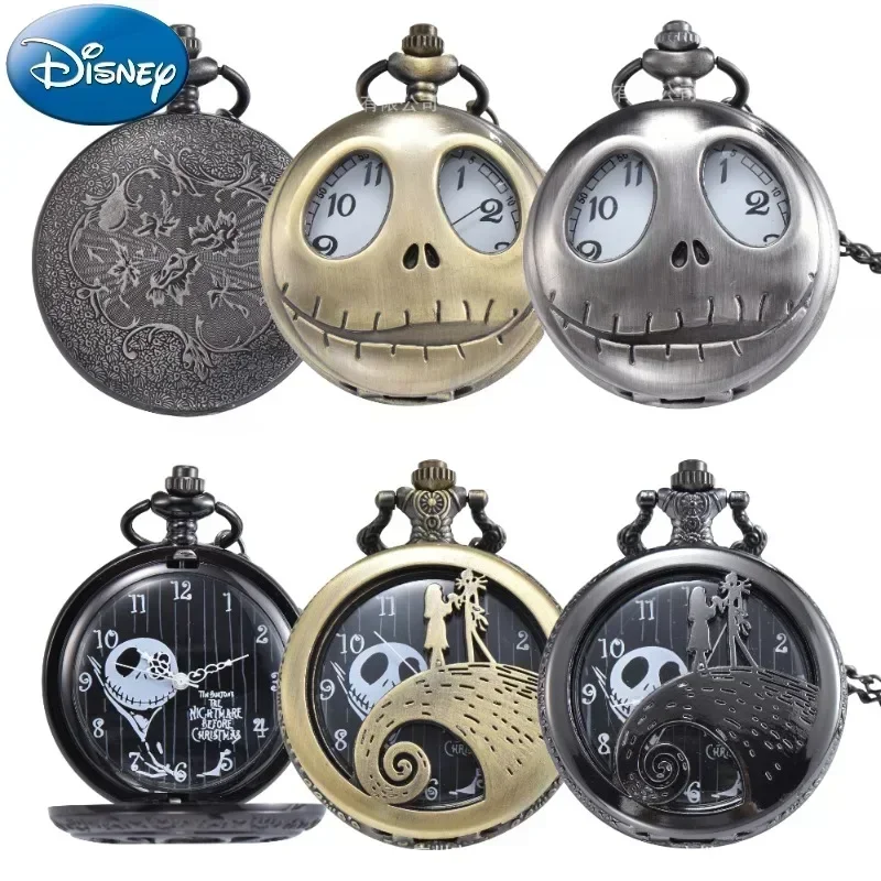 The Nightmare Before Christmas Vintage Pocket Watch Anime Figure Sally Jack Skellington Pendant Retro Bronze Watches Gift