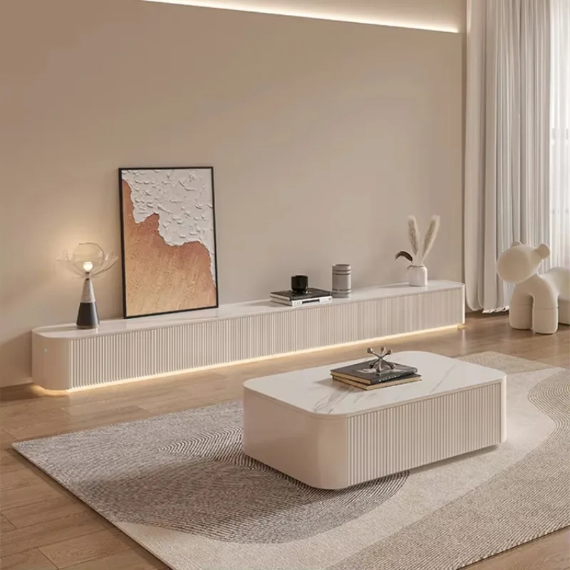 

High quality modern luxury living room TV cabinet and coffee table household furniture wooden white TV cabinet TV cabinet