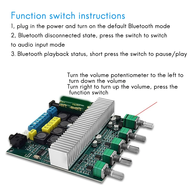 Alternative 3116 Bluetooth 5.0 Subwoofer Amplifier Board 2.1 Channel High Power 12-24V