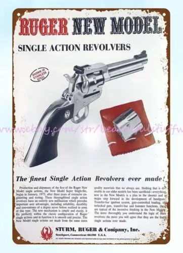 interior design styles 1970s RUGER Single Action Revolvers metal tin sign