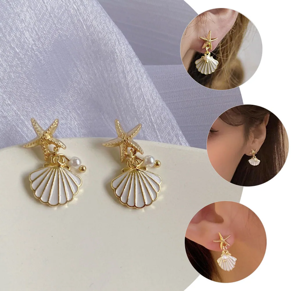 

1Pair Shell Dangle Earrings Women Pearl Pendant Jewelry Eye Catcher Daily Dressing Up Sportswear Casual Formal Dresses