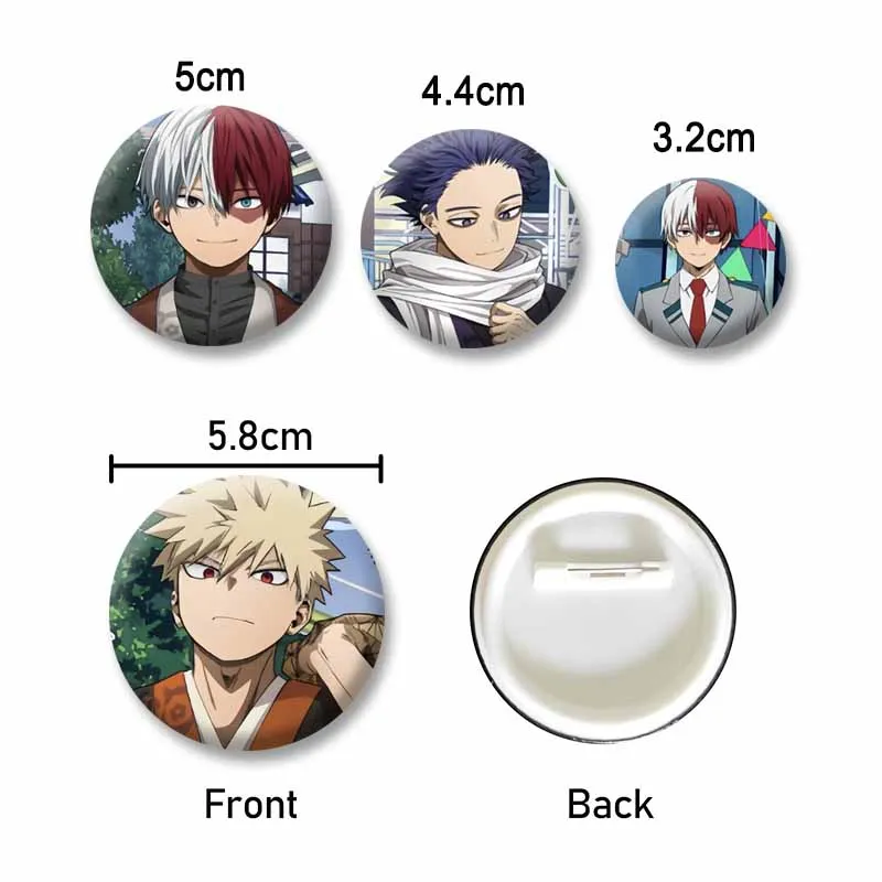 Katsuki Bakugou Izuku Midoriya Cartoon Badges Anime My Hero Academia Round Cosplay Pin Bag Decor Jewelry Brooches Friends Gifts