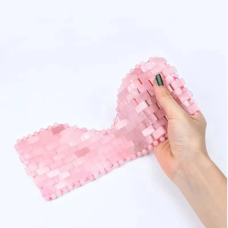 100% Natural Rose Quartz Eye Mask Jade Massager Cold Therapy Facial Beauty Skin Dark Circles Therapy Anti Aging Tool With Box