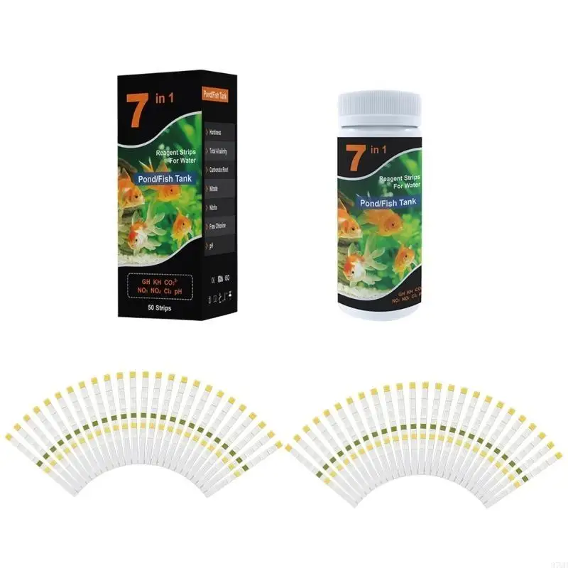97QD 100/50 uds/botella 7 en 1 tiras prueba agua para piscina baño dureza del agua ácida cloro alcalinidad