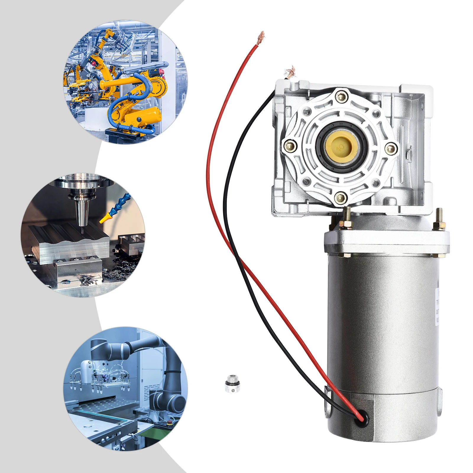 200W 50K RV40 Worm Gear Speed Reducer Gearbox Electric Worm Gear with DC 12V /24V Motor 1800RPM