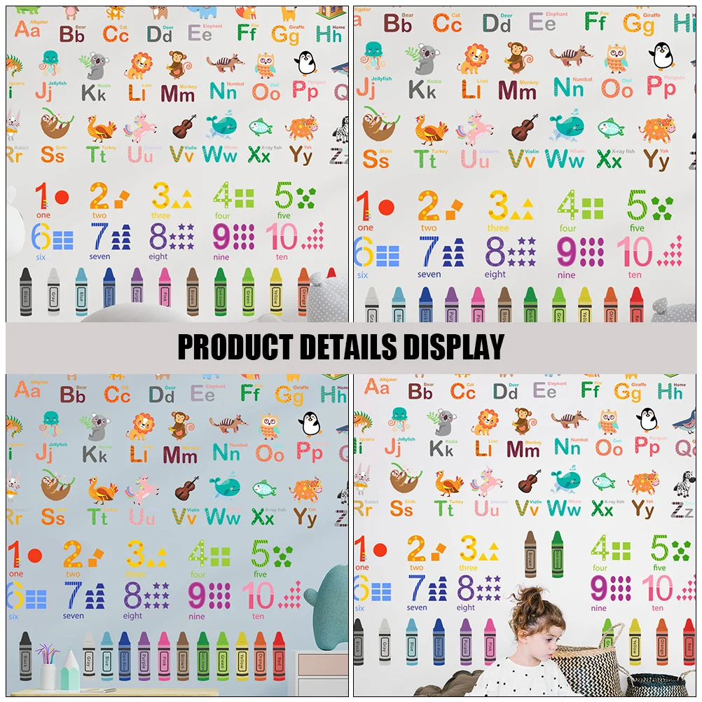 1 Set Alphabet Number Wall Sticker Pvc Self-Adhesive Decal For Kids Room Nursery Classroom Decor Learning Educational Decoration