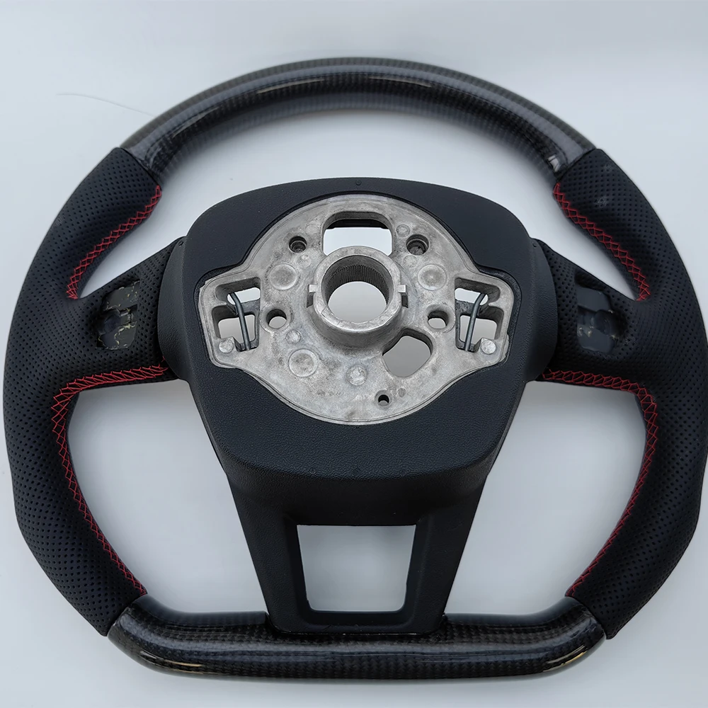 Carbon fiber flat-bottom steering wheel For Audi A6 A7 C8 2019-2025 Upgrade S6 S7 RS 6 RS 7 Sport Square Steering Wheel