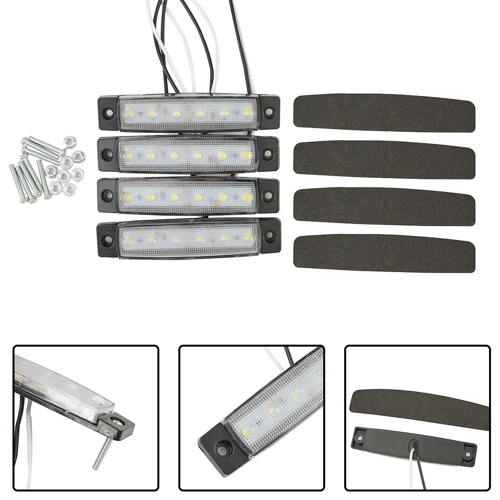 

4 Pcs Led Strip Light Cool DC 12-24V Utility Waterproof 3.8 X 0.8 X 0.4 Inch 6 LED 6000K New Practical Quality