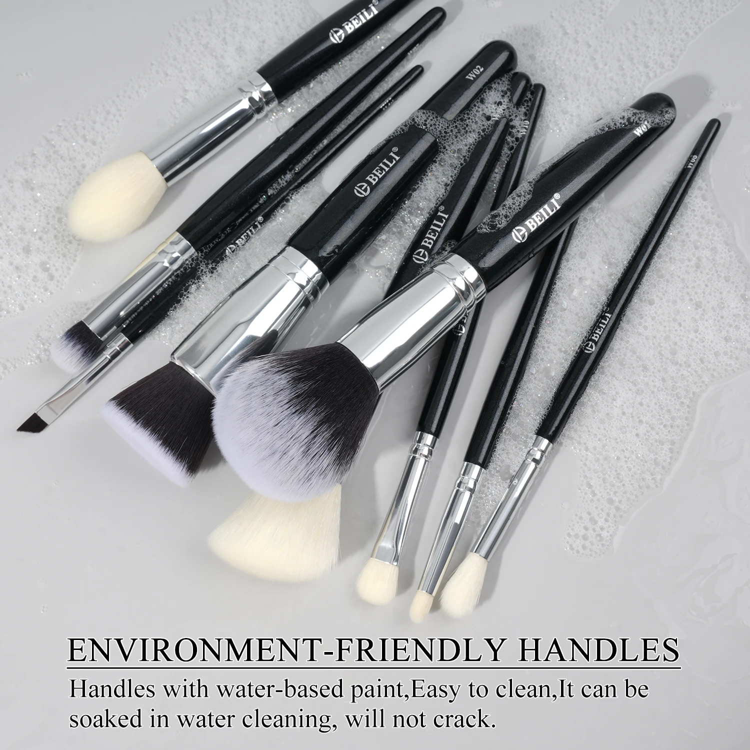 BEILI makeup brush 6 black set foundation loose powder eye shadow detail brush soft hair makeup brush beauty tool