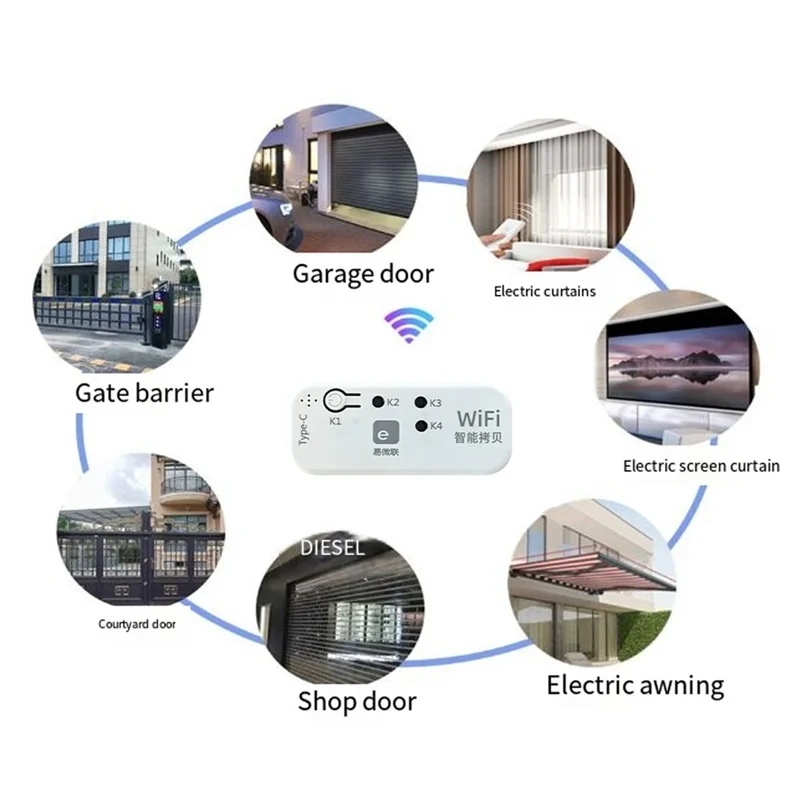 ABGB-Ewelink 433Mhz Garage Door Remote Control Duplicator For Electric Rolling Curtain Door Awning Sunshade