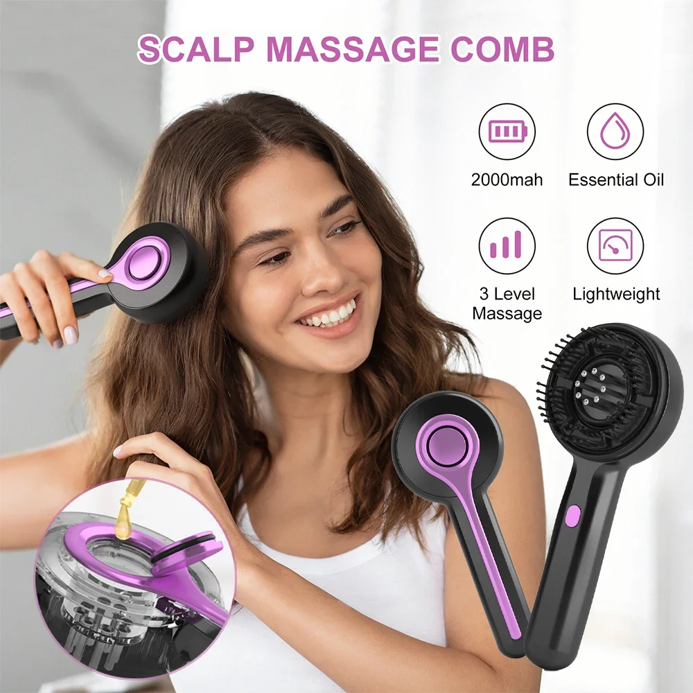

Electric Vibration Massage Comb Hair Regrowth Scalp Massage Head Massager Oil Liquid Applicator Waterproof Scalp Massager Brush
