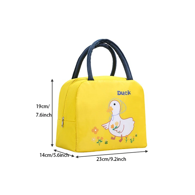 Cute Duck Lunch Bag Reusable Lunch Box Tote Bag Kawaii Animal Lunch Bag Cooler Handbag for Picnic Office Work Travel