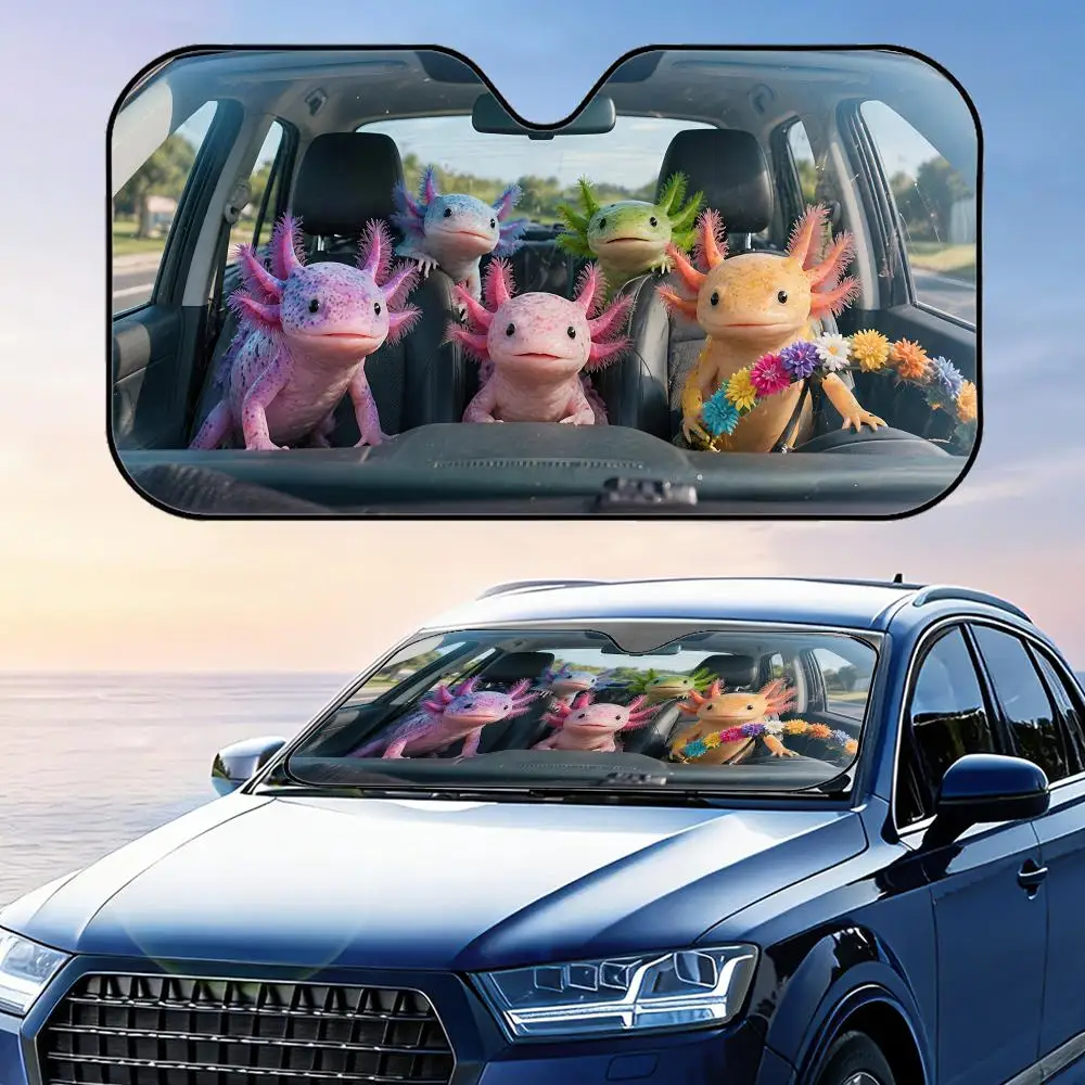 

Animal Axolotl Driving Sun Visor Foldable Universal Car Windshield Sun Shade UV Protection Heat Insulation Foldable Cover