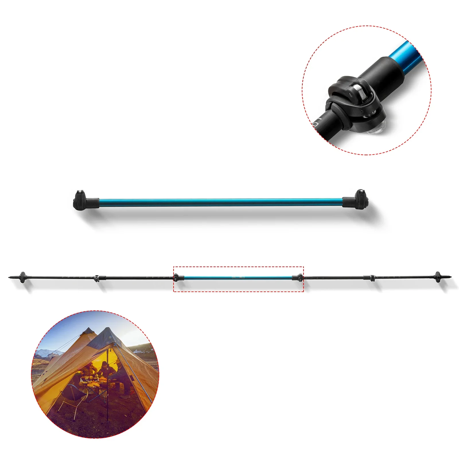 1 Pc Aluminium Alloy 56cm Connector For Tent Pole Awning Upright Extension Rod With External Lock Size 16mm/18mm Diameter