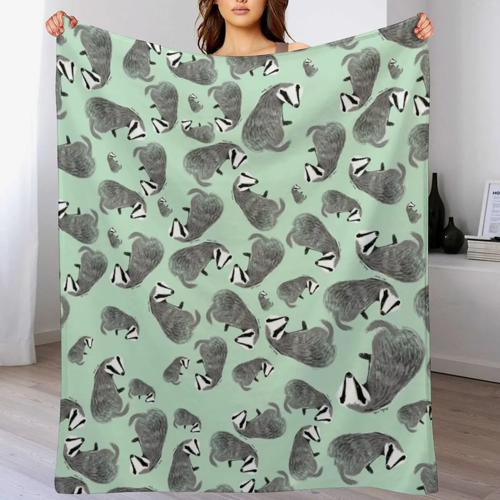 

European Badger pattern Throw Blanket Plush Winter beds Moving Soft Big Blankets