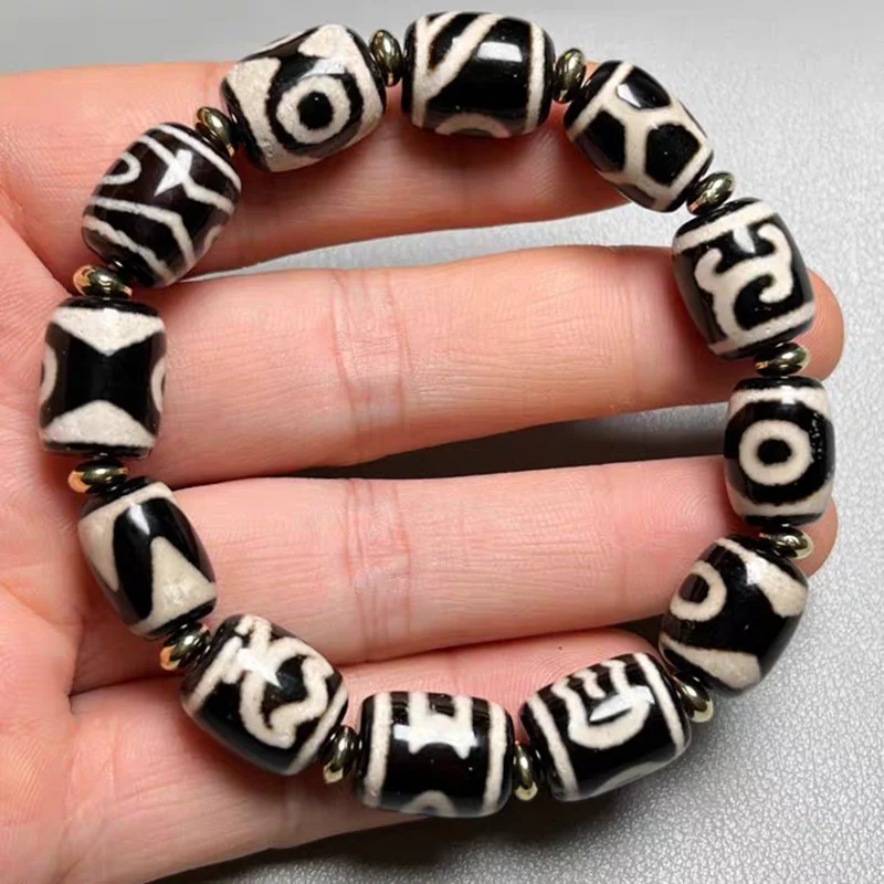 Vintage Amulet Home Ornament Mascot Bangle Tibetan Dzi Bead Bracelets Lucky Buddhist Symbols Talisman