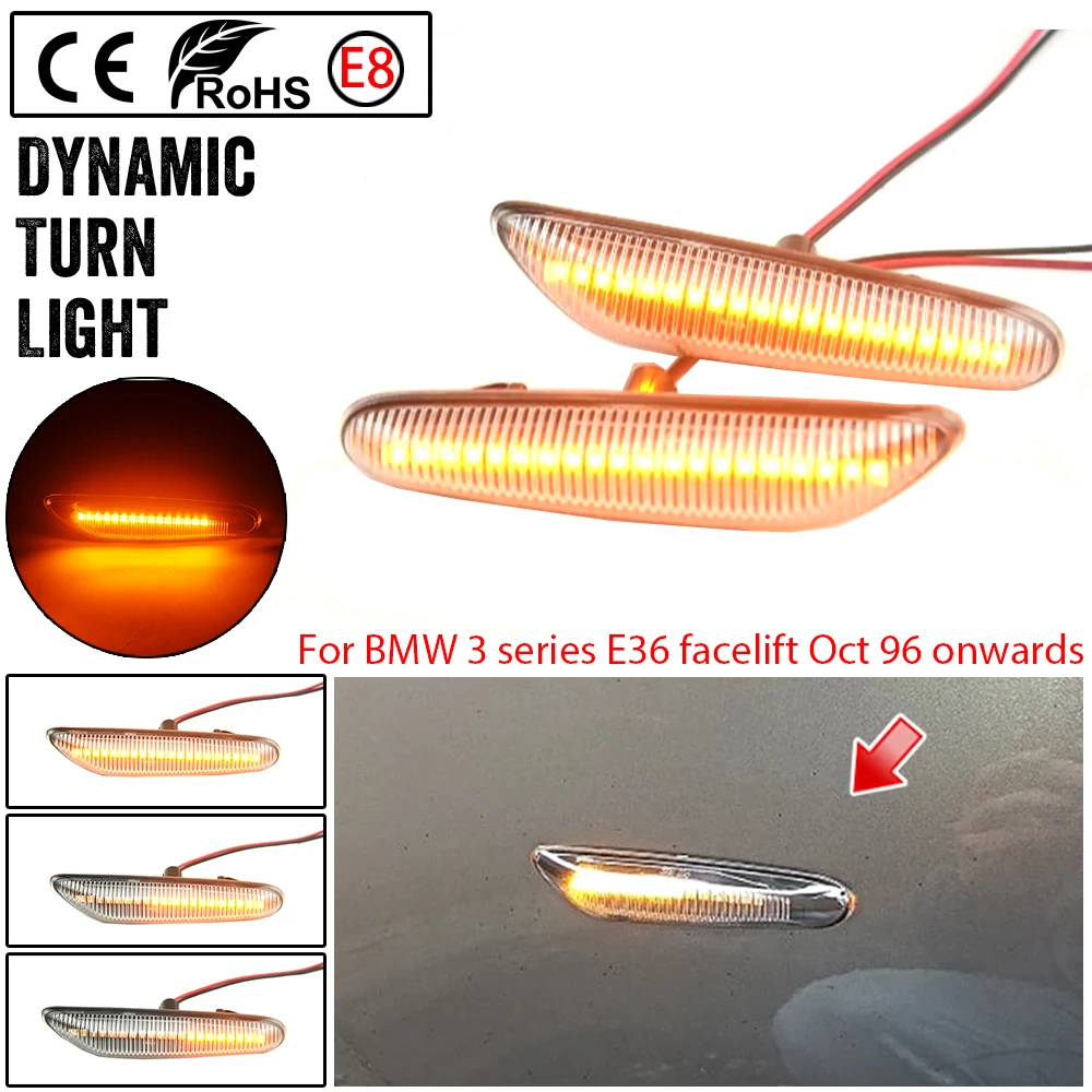 

Fit For BMW 3 series E36 facelift Oct 96 onwards Sequential Flashing LED Turn Signal Side Marker Light Blinker