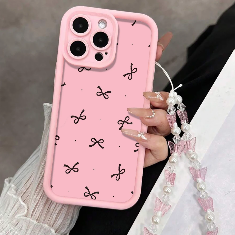 Niedliche Handgelenkband-Hülle für iPhone 17 15 16 14 Pro Max Plus Hüllen mit einfacher Schleifenmusterung für iPhone 13 11 12 XR 7 mit Lanyard-Abdeckung – Detail 2