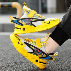 boys' sports shoes soft sole waterproof leather mecha Transformers shoes big children's comfortable running shoes