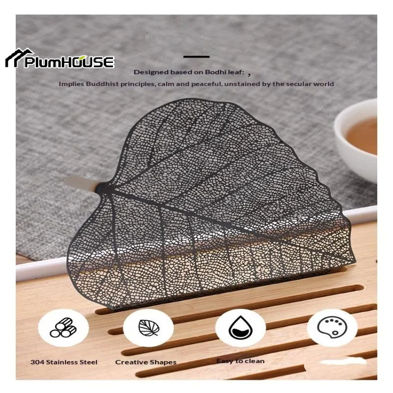 1pcs Stainless Steel Bodhi Leaf Shape Tea Infuser Hollow Out Kung Fu Tea Strainer Drinkware