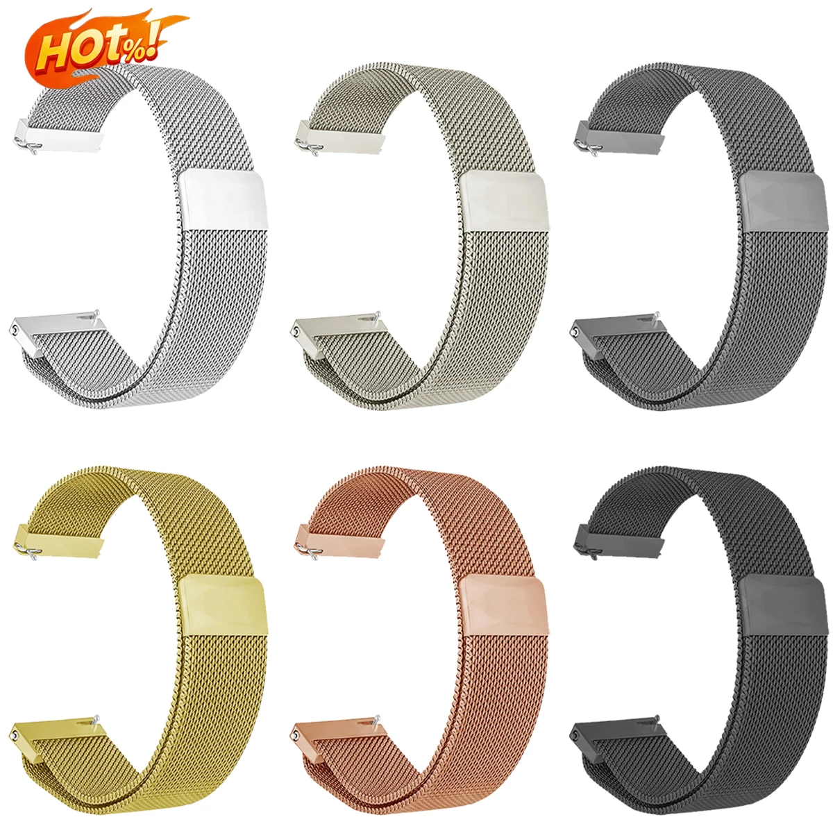 20/22mm Magnetisches Milanaise-Armband für Samsung Galaxy Watch 7 6 5 4 40 44mm Gear S3 Metall-Stahlband für Huawei 5 4Pro GT3 Armband