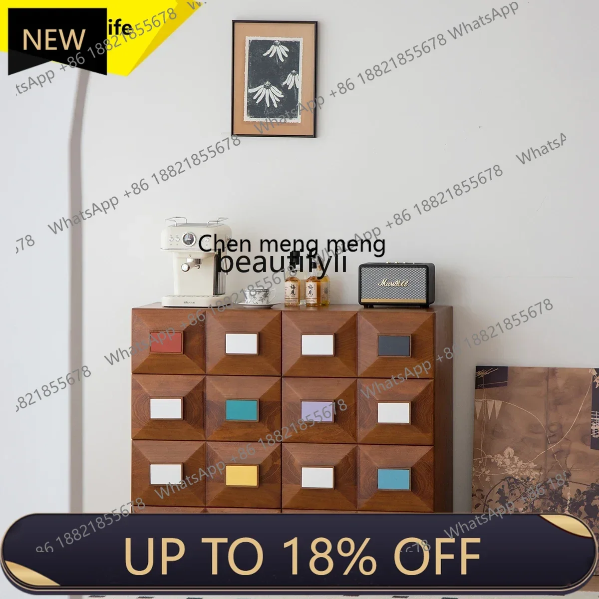 

P178 Retro chest cabinet color module combination living room sofa side cabinet card door cabinet