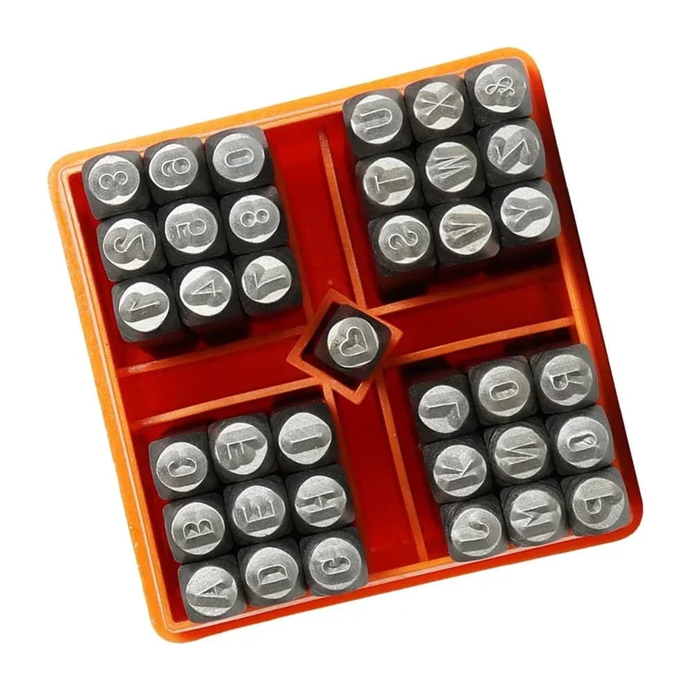 Punch Tool Kit Metal Letter Stamps For Leather Crafting Uppercase Letters A-Z Numbers 0-9 Sturdy Storage Case For Wood