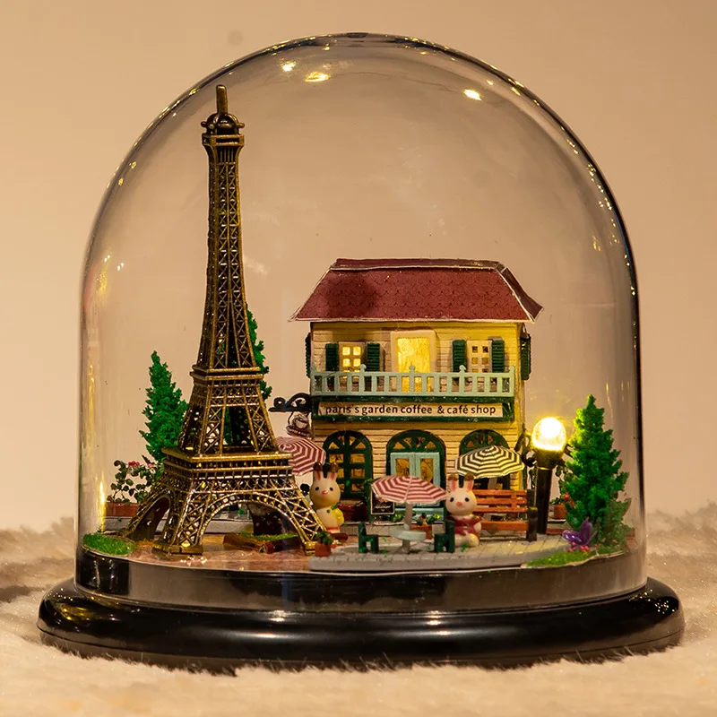 Handmade DIY Craftsmanship Wooden Music Box Ornaments Creative City In The Sky Music Box Christmas Birthday Gift For Girlfriend