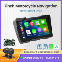 7-inch Wireless CarPlay/Android Auto Motorcycle IPX67 Waterproof Navigation Android OS 2+32GB 1080P Dual Dashcam / Dual BT/ WiFi