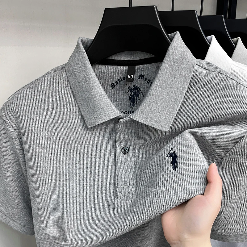 High-End 100% Baumwolle Kurzarm Polo Shirt Herren Sommer Luxus Marke Klassische Paul Pony Stickerei Freizeit Business Mode Golf T-Shirt – Detail 10