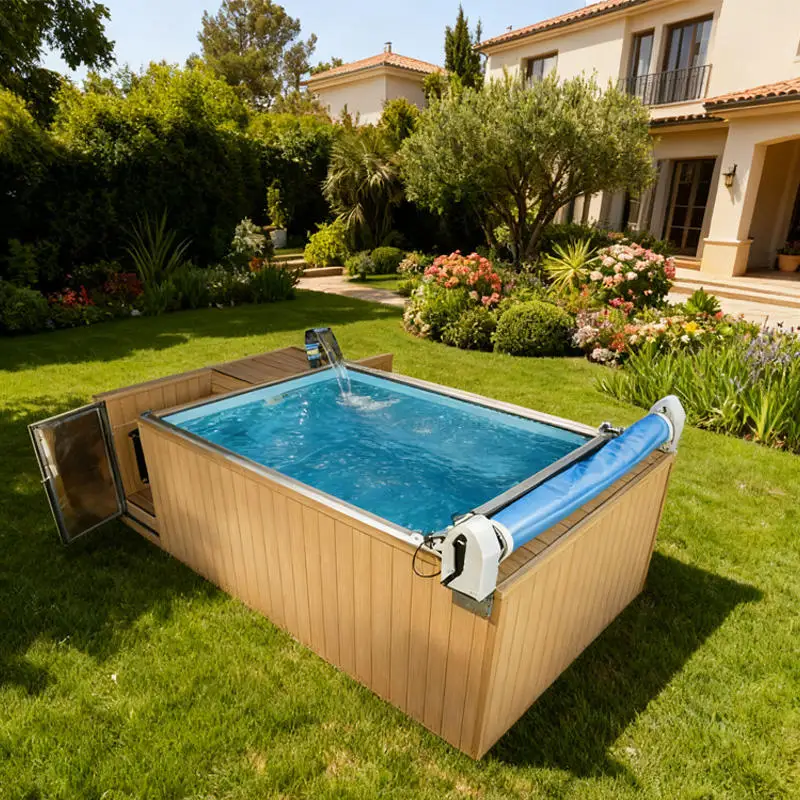 Customized 40FT Movable Shipping Container Pool - Steel Frame Fiberglass Outdoor Family Villa Spa Pool